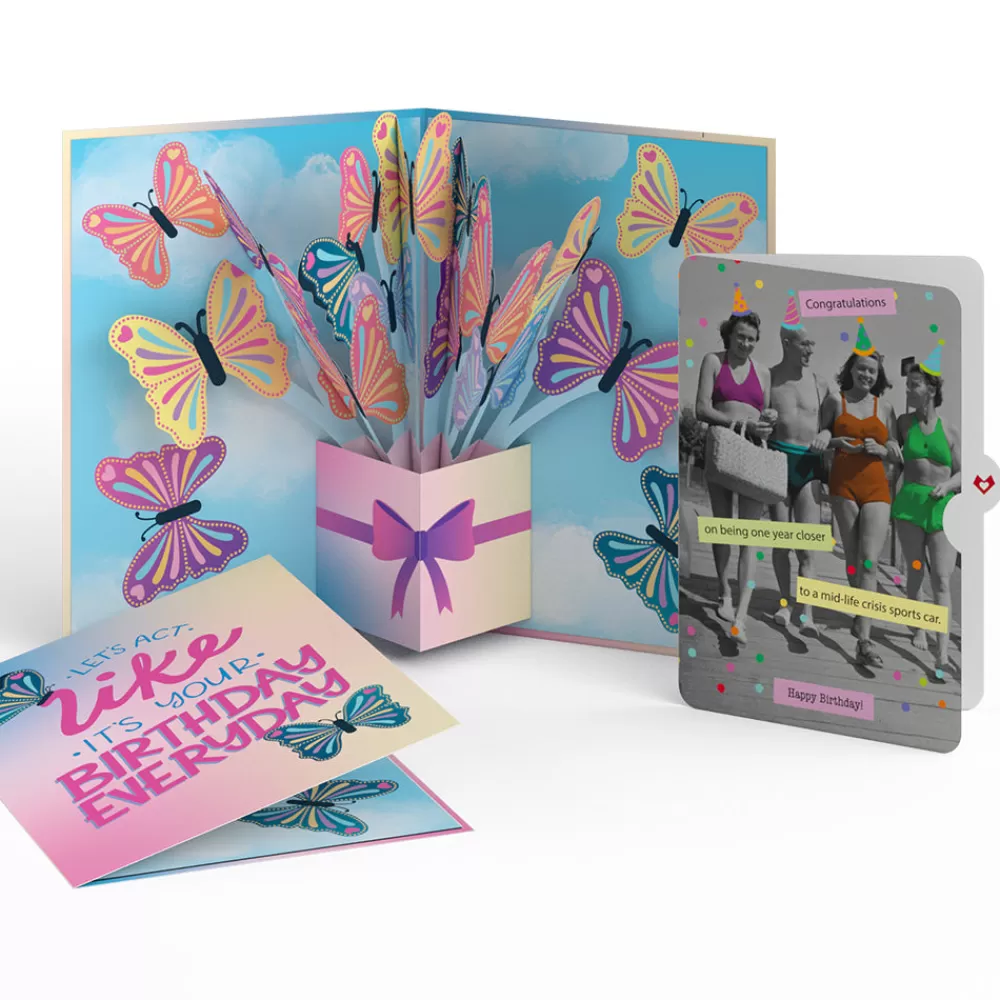 Lovepop Birthday | Act Like It's Your Birthday Butterflies Pop-Up Card and Sentiment Set for Any Woman