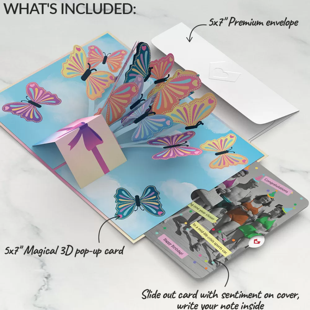 Lovepop Birthday | Act Like It's Your Birthday Butterflies Pop-Up Card and Sentiment Set for Any Woman