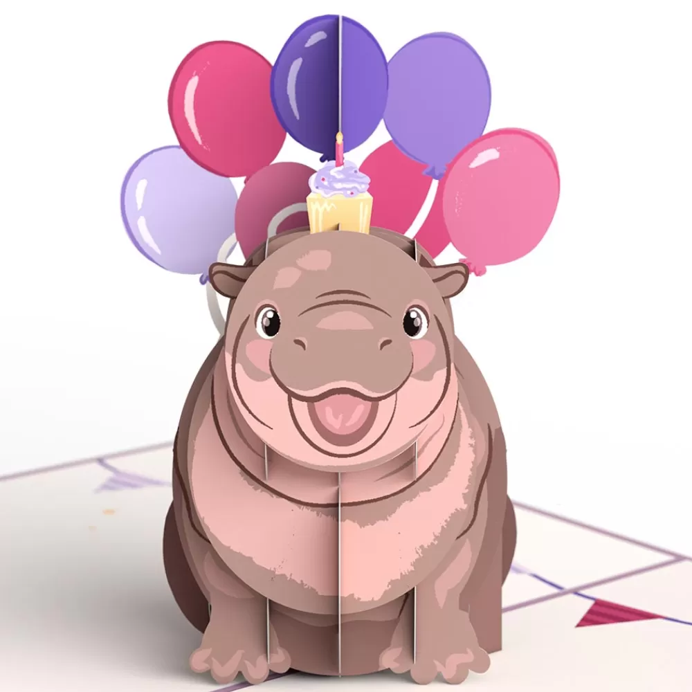 Lovepop Greeting Cards | Birthday | Baby Pygmy Hippo Birthday Pop-Up Card