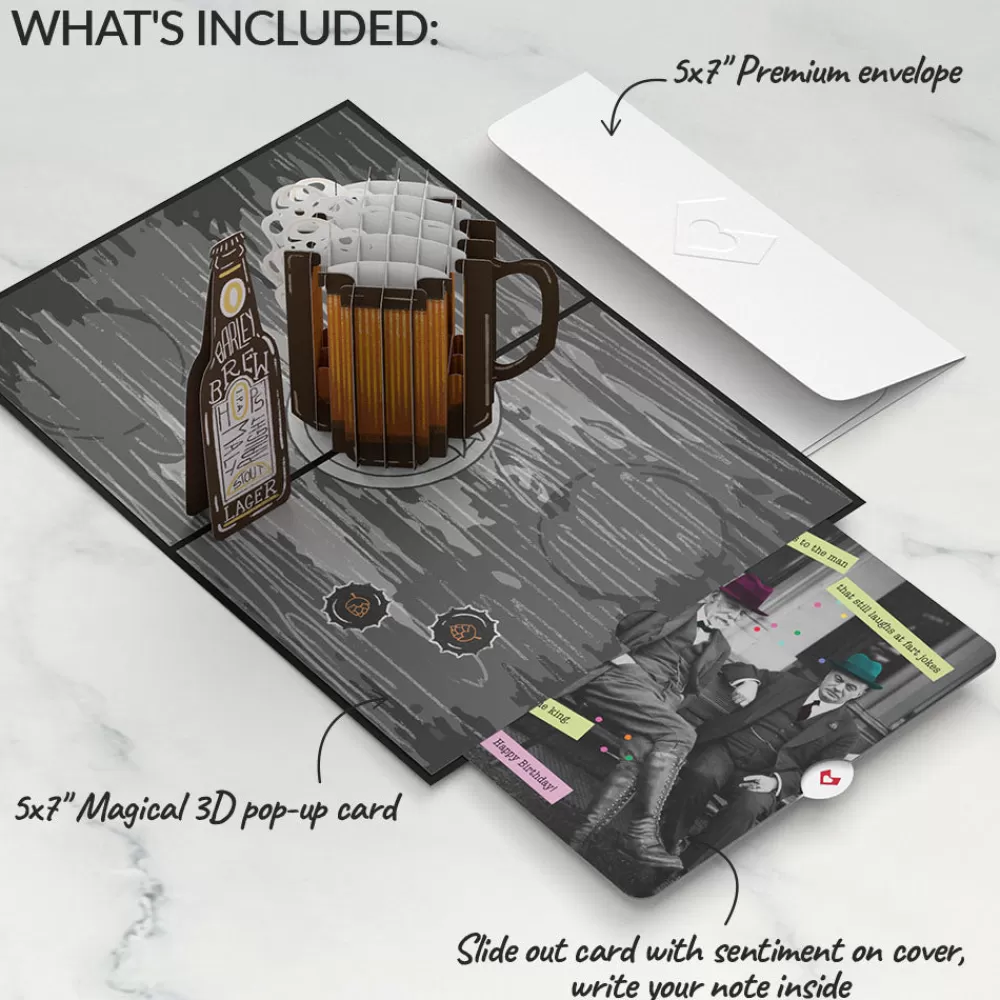 Lovepop Birthday | Beer-th Day Birthday Pop-Up Card and Sentiment Set for Any Man