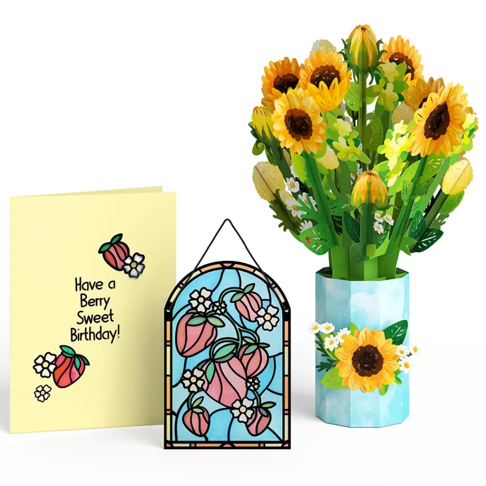 Lovepop Pop-Up Bouquets | Card & Gift Bundles | Berry Sweet Birthday Suncatcher Card & Pop-Up Bouquet Bundle