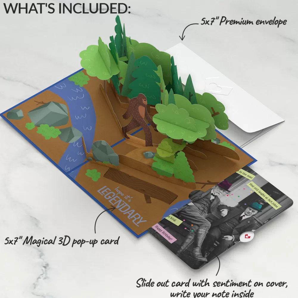 Lovepop Birthday | Bigfoot Legendary Birthday Pop-Up Card and Sentiment Set for Any Man