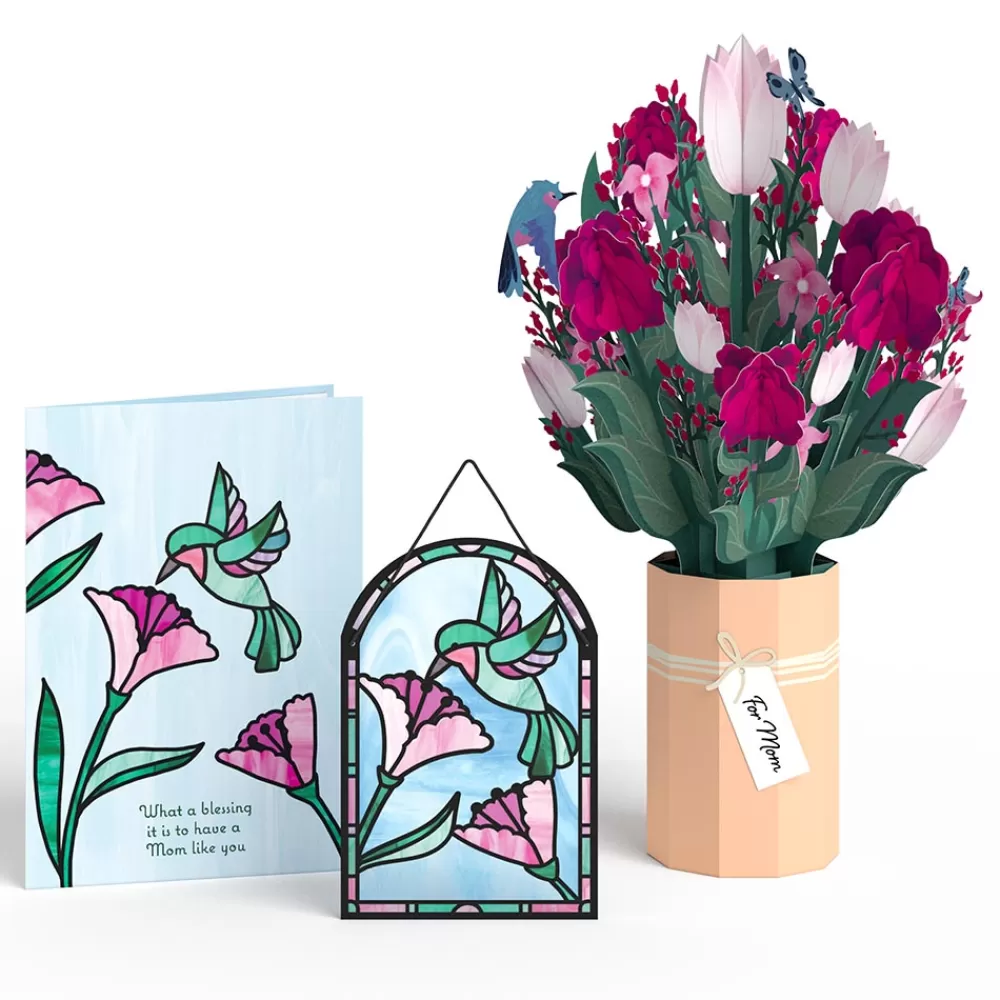 Lovepop Pop-Up Bouquets | Card & Gift Bundles | Blessing to Have a Mom Like You Hummingbird Suncatcher Card & Bouquet Bundle