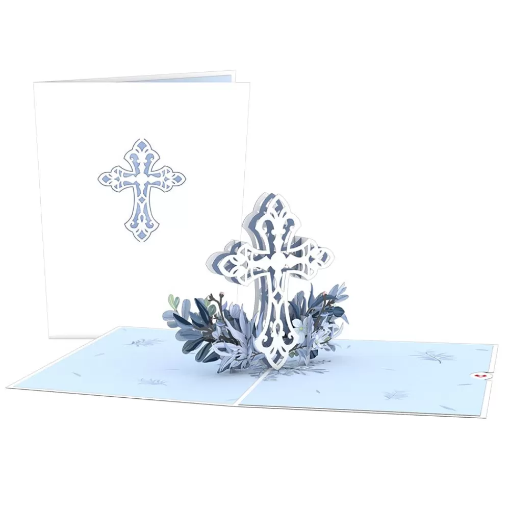 Lovepop Greeting Cards | Just Because | Blue Floral Cross Pop-Up Card