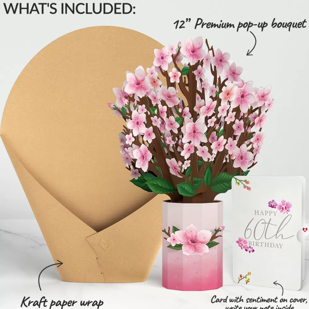 Lovepop Pop-Up Bouquets | Cherry Blossom 60th Birthday Bouquet and Sentiment Set