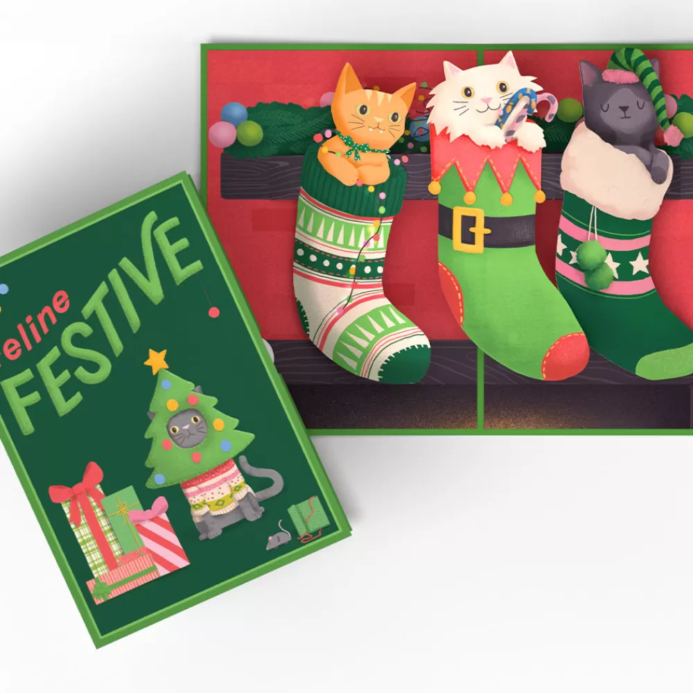 Lovepop Greeting Cards | Christmas 12/25 | Christmas Cat Stockings Pop-Up Card