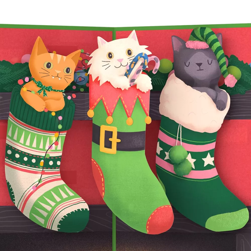 Lovepop Greeting Cards | Christmas 12/25 | Christmas Cat Stockings Pop-Up Card