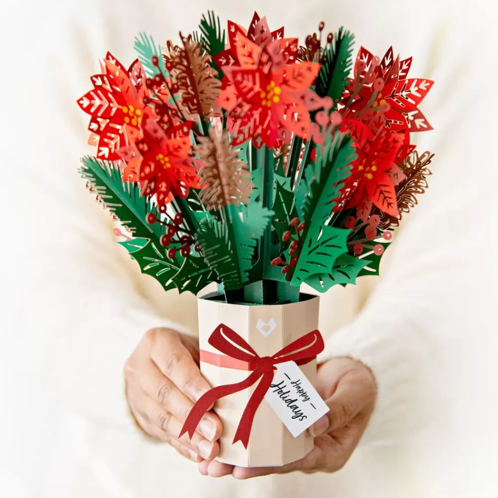 Lovepop Card & Gift Bundles | Christmas 12/25 | Christmas Hummingbirds Card & Poinsettia Bouquet Bundle