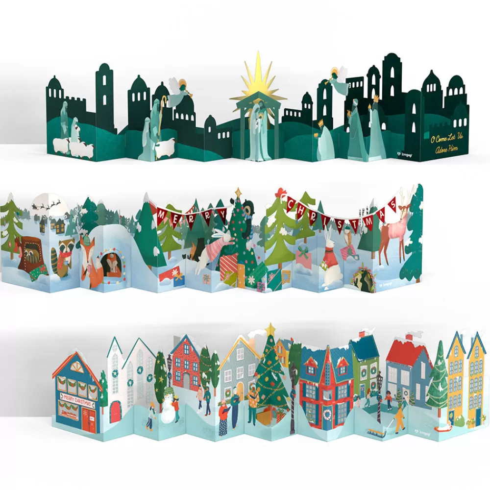 Lovepop Decor | Christmas 12/25 | Christmas Loooooong Card™ 3-Pack (Expands to 2 feet)