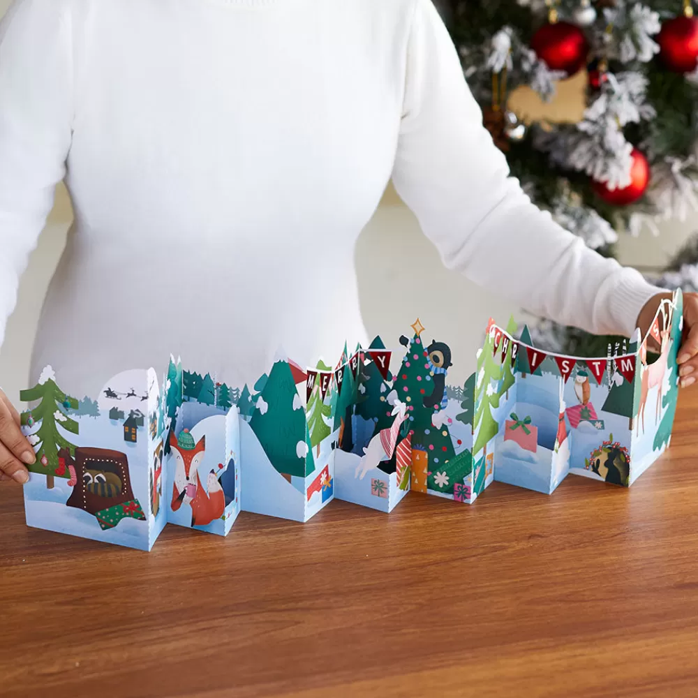 Lovepop Decor | Christmas 12/25 | Christmas Woodland Scene Loooooong Card™ (Expands to 2 feet)