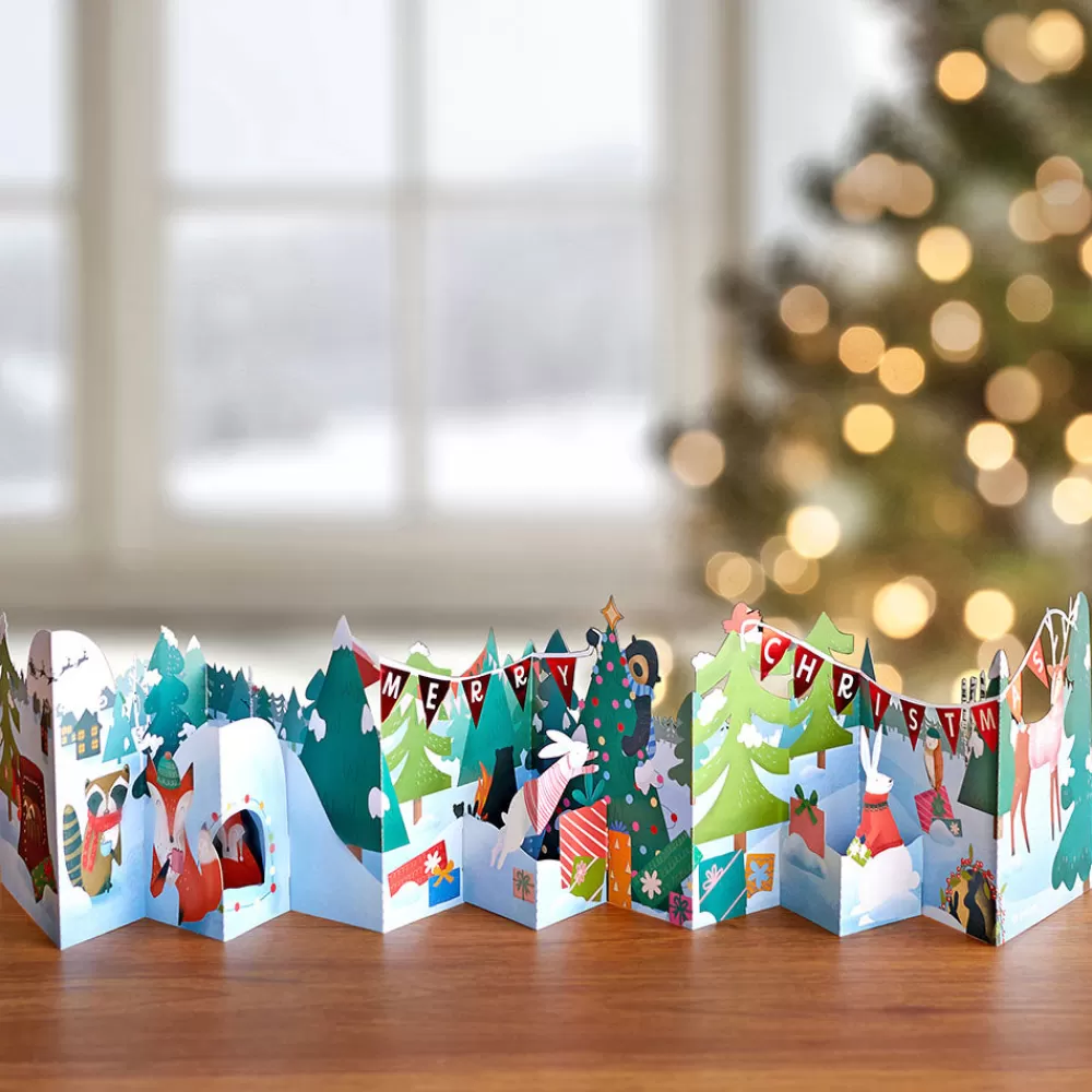 Lovepop Decor | Christmas 12/25 | Christmas Woodland Scene Loooooong Card™ (Expands to 2 feet)