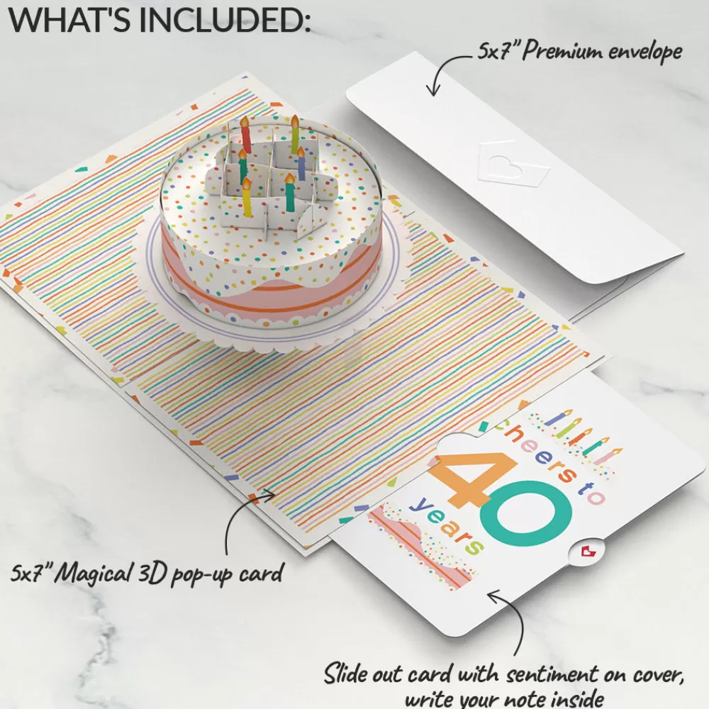 Lovepop Birthday | Confetti Cake 40th Birthday Pop-Up Card and Sentiment Set