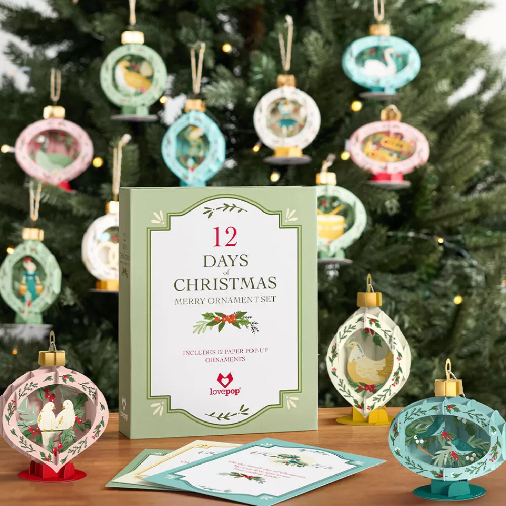 Lovepop Advent Calendars | Decor | 12 Days of Christmas Merry Ornament Set