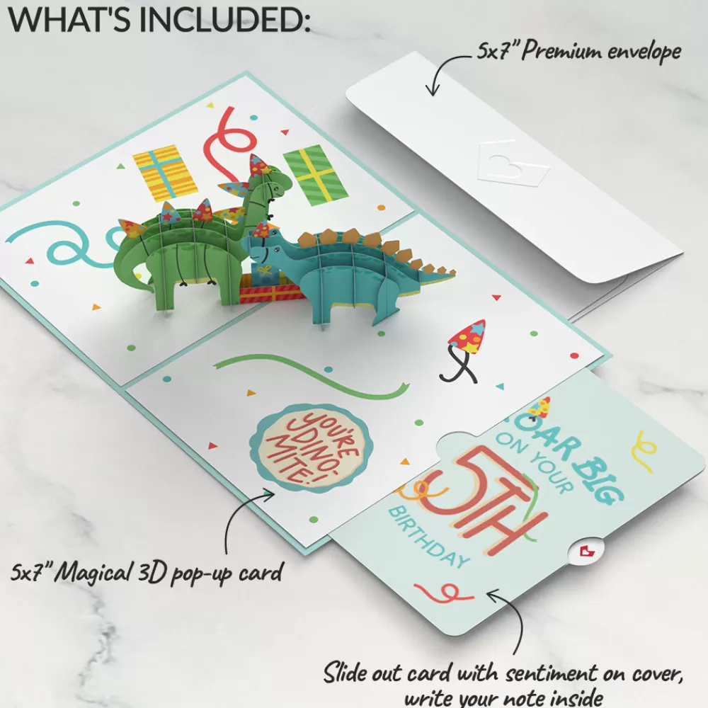 Lovepop Birthday | Dinosaurs 5th Birthday Pop-Up Card and Sentiment Set