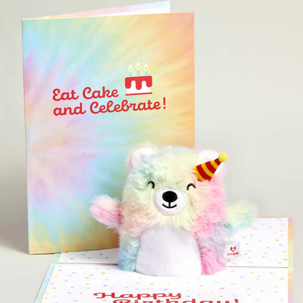 Lovepop Card & Gift Bundles | Plushpop | Eat Cake and Celebrate' Birthday Plushpop Card and Bouquet Bundle