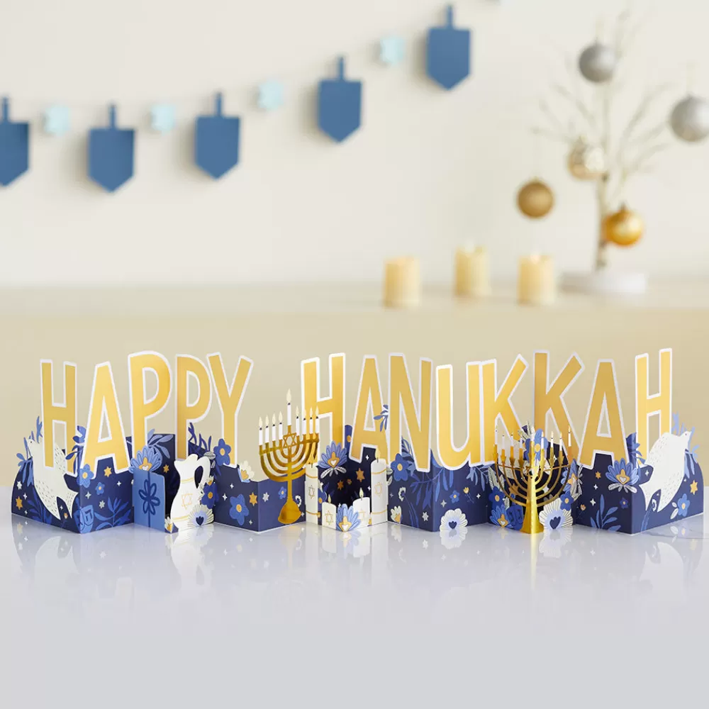 Lovepop Decor | Hanukkah 12/14 | Elegant Happy Hanukkah Loooooong Card™ (Expands to 2 feet)