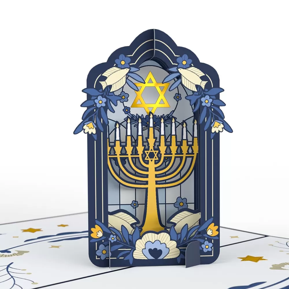 Lovepop Greeting Cards | Hanukkah 12/14 | Elegant Stained Glass Hanukkah Pop-Up Card