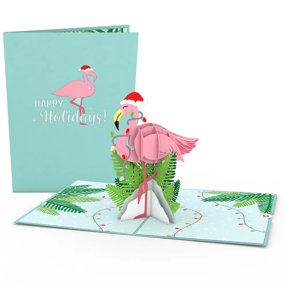 Lovepop Greeting Cards | Christmas 12/25 | Festive Flamingo Pop-Up Card