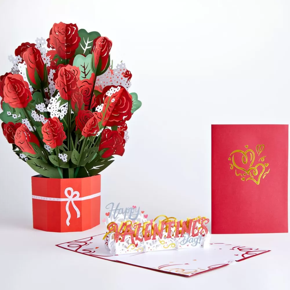 Lovepop Pop-Up Bouquets | Card & Gift Bundles | Grand Red Rose Valentine’s Day Bundle