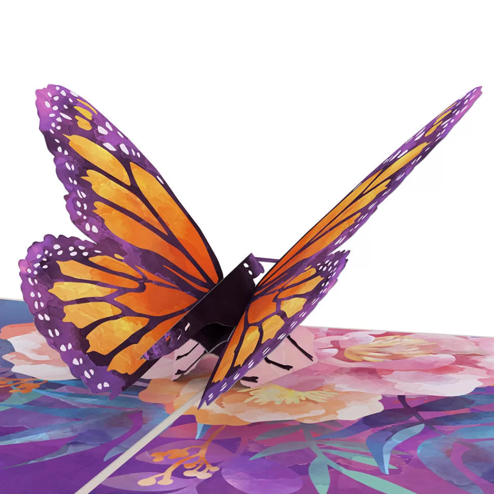 Lovepop Pop-Up Bouquets | Card & Gift Bundles | Handcrafted Paper Flowers: Pink Roses (6 Stems) with Monarch Butterfly Pop-Up Card