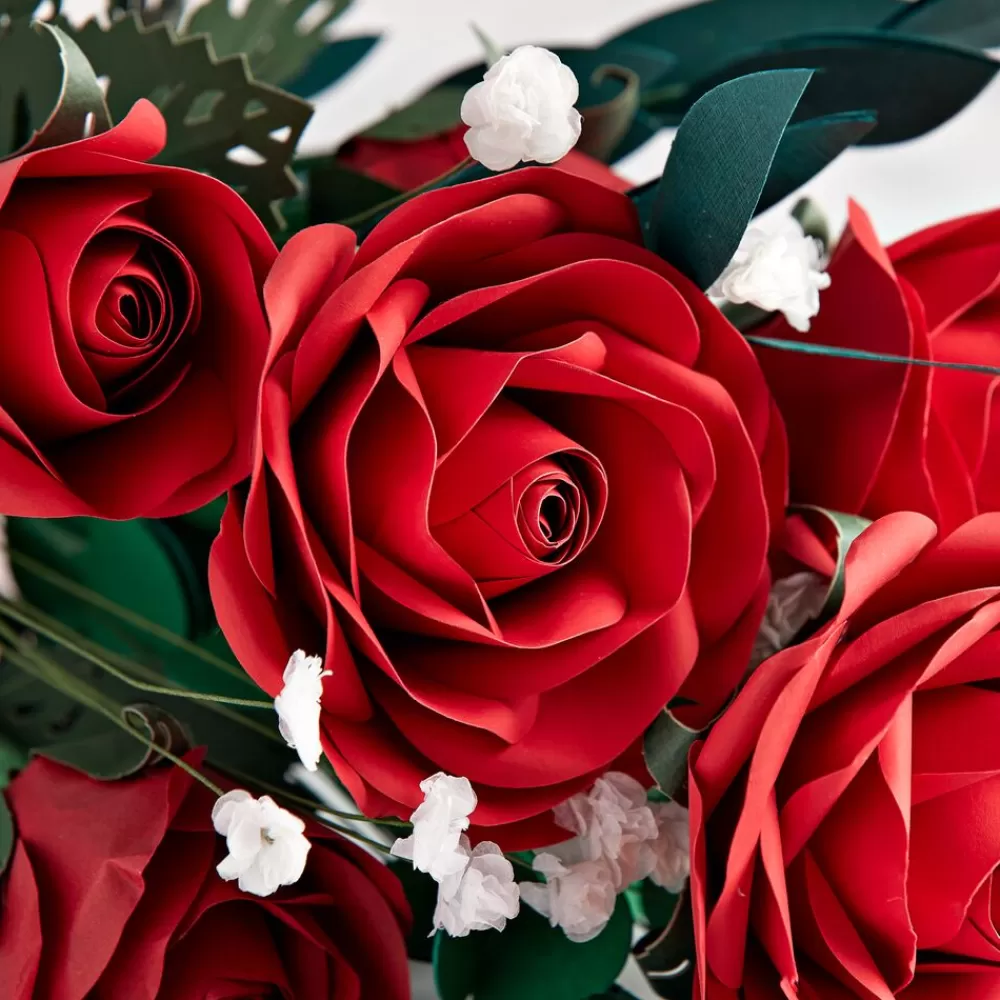 Lovepop Pop-Up Bouquets | Card & Gift Bundles | Handcrafted Paper Flowers: Red Roses (6 Stems) with Happy Valentine's Day Pop-Up Card