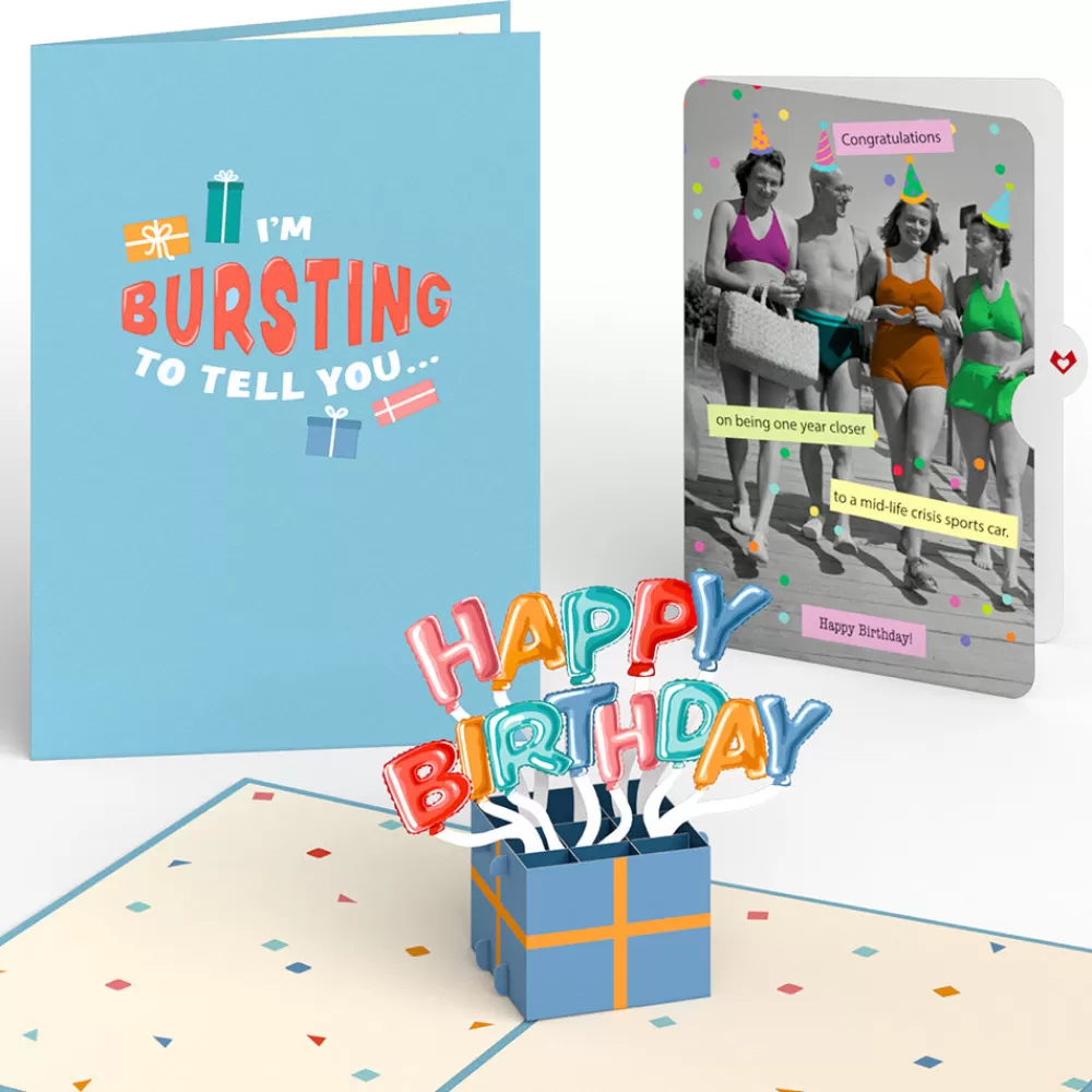 Lovepop Birthday | Happy Birthday Burst Pop-Up Card and A Mid-life Crisis Sports Car Sentiment Set