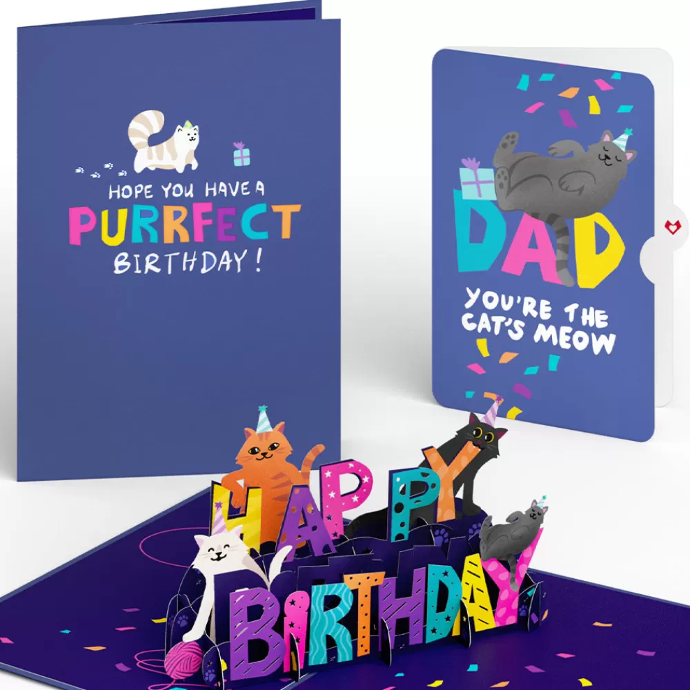 Lovepop Birthday | Dad | Happy Birthday Cats Pop-Up Card and Sentiment Set for Dad