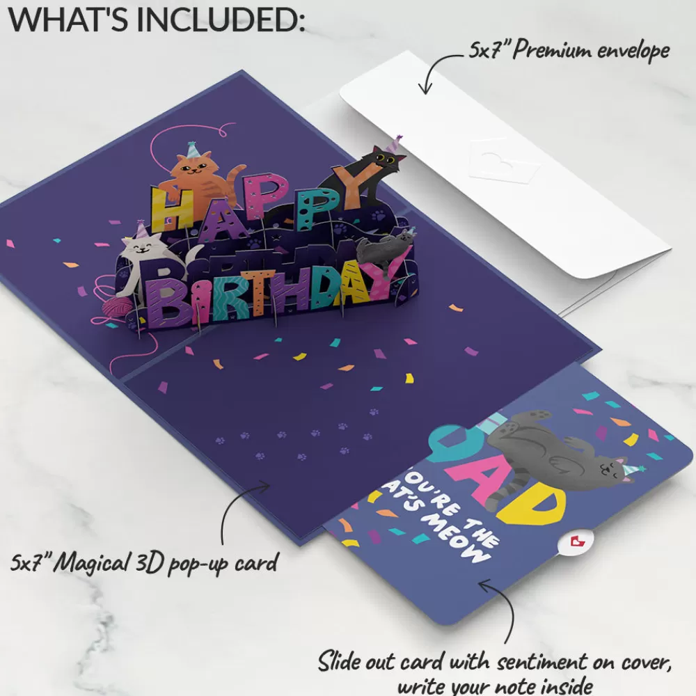 Lovepop Birthday | Dad | Happy Birthday Cats Pop-Up Card and Sentiment Set for Dad