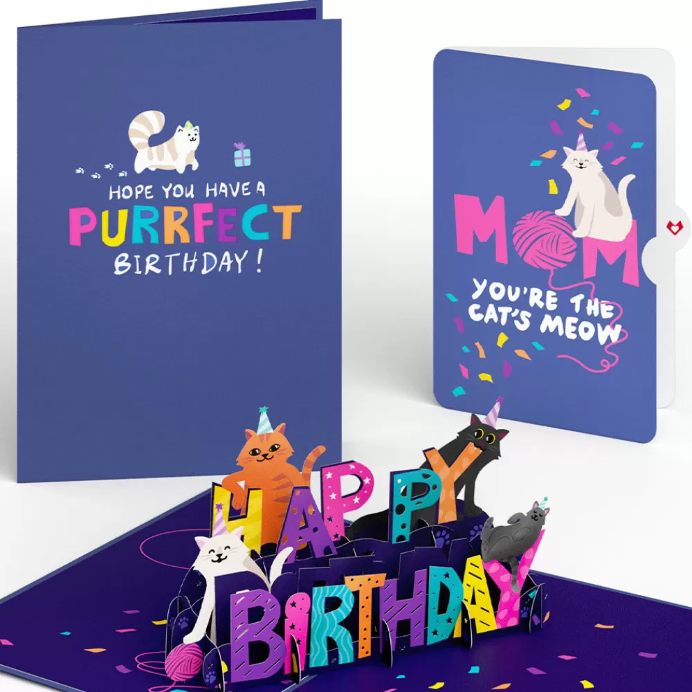 Lovepop Birthday | Mom | Happy Birthday Cats Pop-Up Card and Sentiment Set for Mom