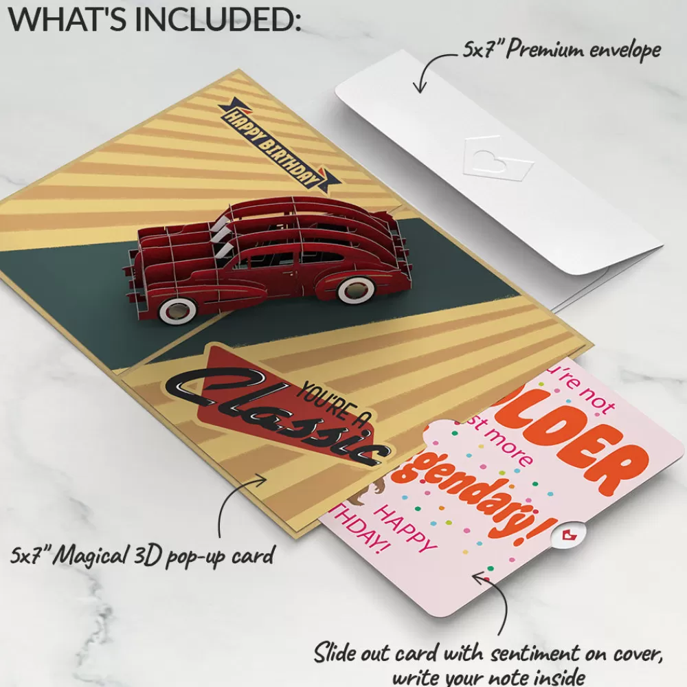 Lovepop Birthday | Him | Happy Birthday Classic Car Pop-Up Card and Sentiment Set