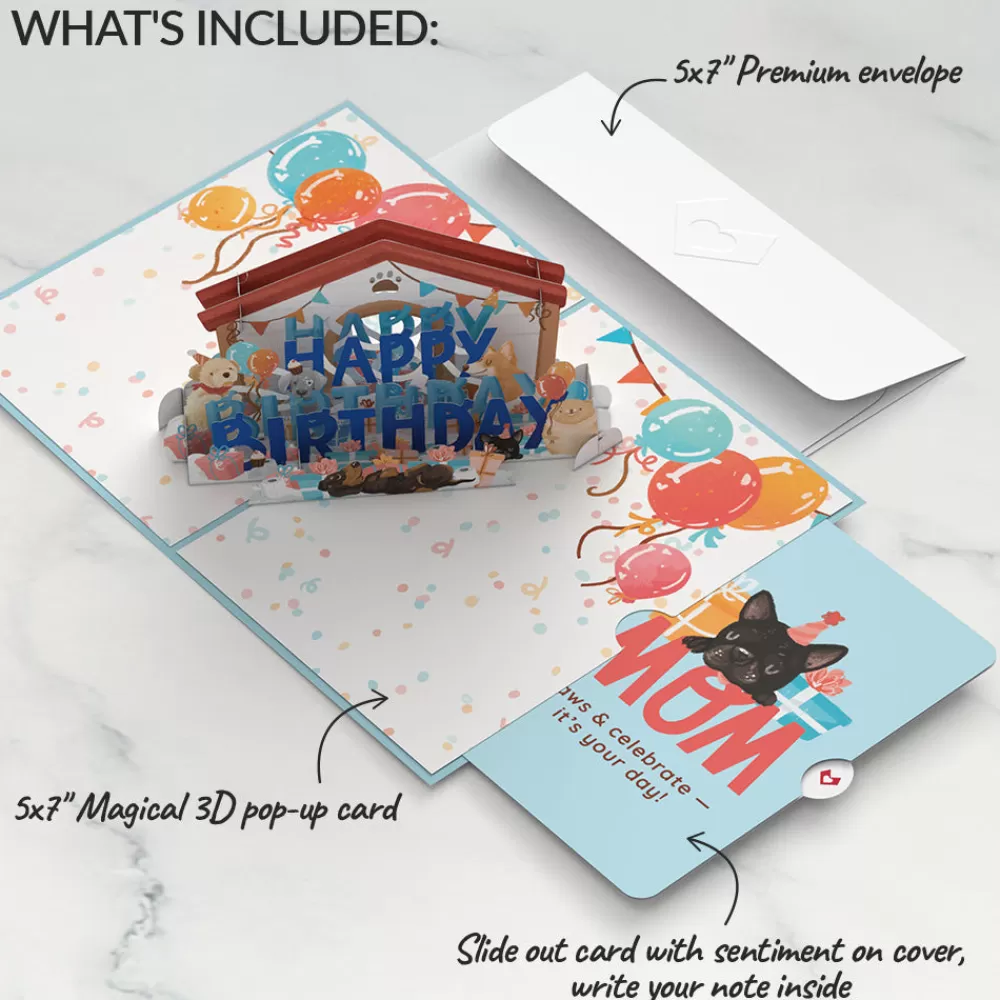 Lovepop Birthday | Mom | Happy Birthday Dogs Pop-Up Card and Sentiment Set for Mom
