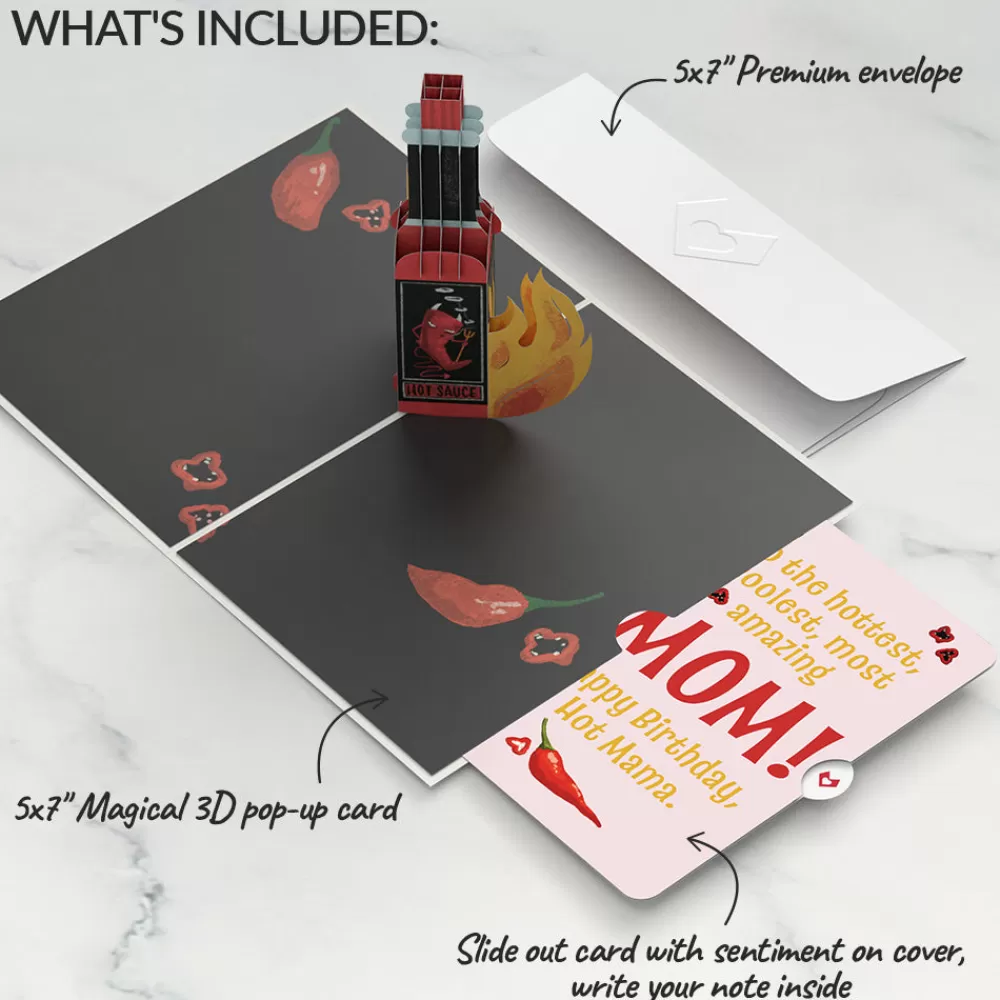 Lovepop Birthday | Her | Happy Birthday Hot Stuff Pop-Up Card and Sentiment Set for Mom