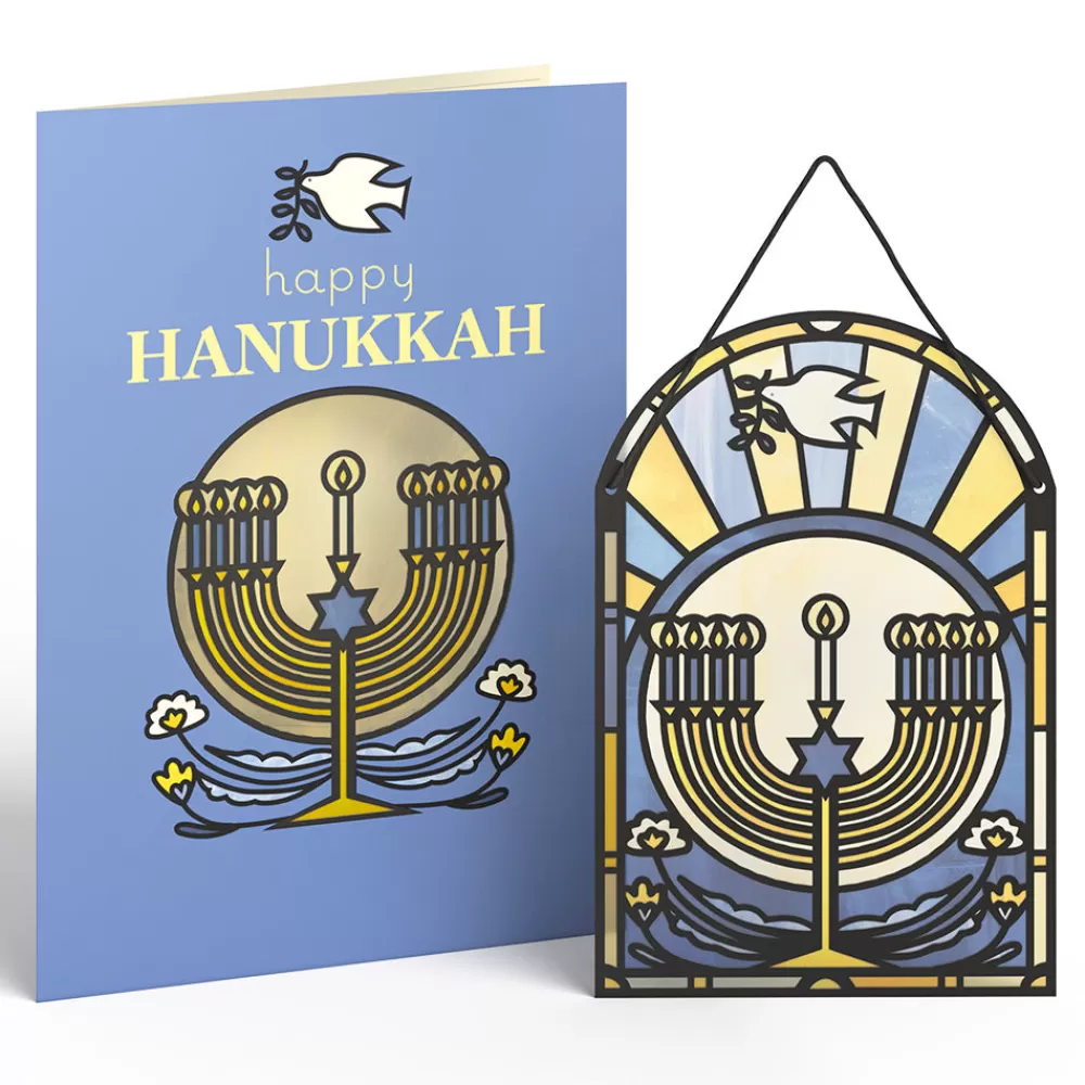 Lovepop Suncatcher Cards | Decor | Happy Hanukkah Menorah Suncatcher Card