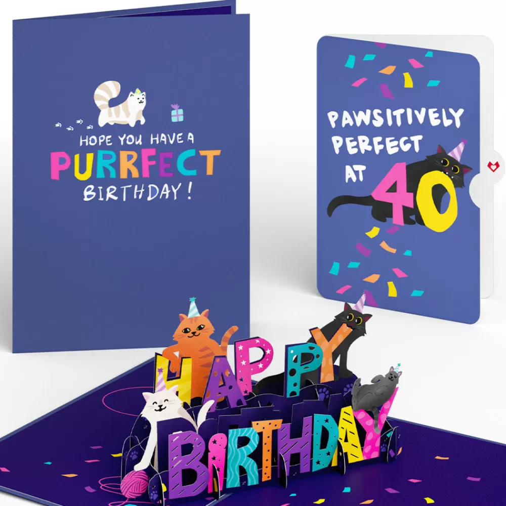 Lovepop Birthday | Happy 40th Birthday Cats Pop-Up Card and Sentiment Set