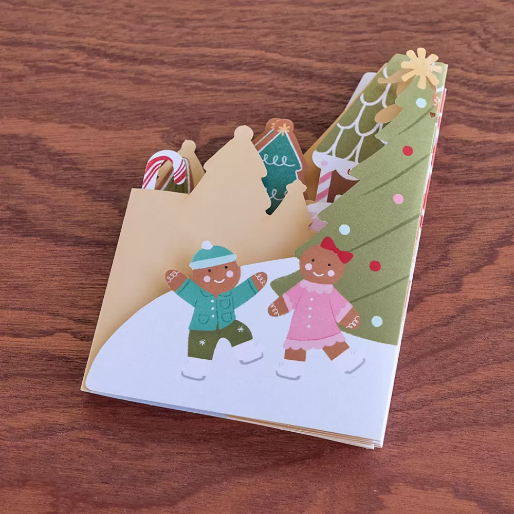 Lovepop Decor | Christmas 12/25 | Holiday Gingerbread Village Loooooong Card™ (Expands to 2 feet)