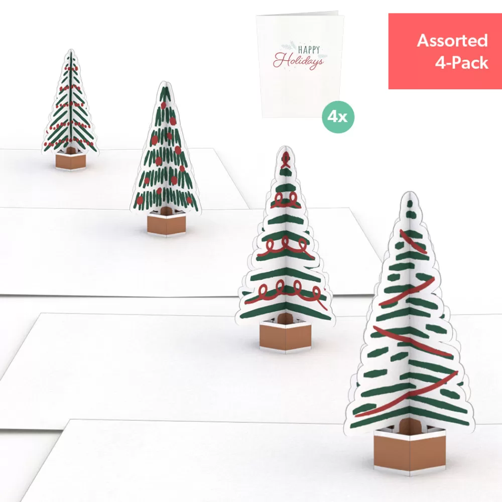 Lovepop Notecards | Christmas 12/25 | Holiday Tree Notecards (Assorted 4-Pack)