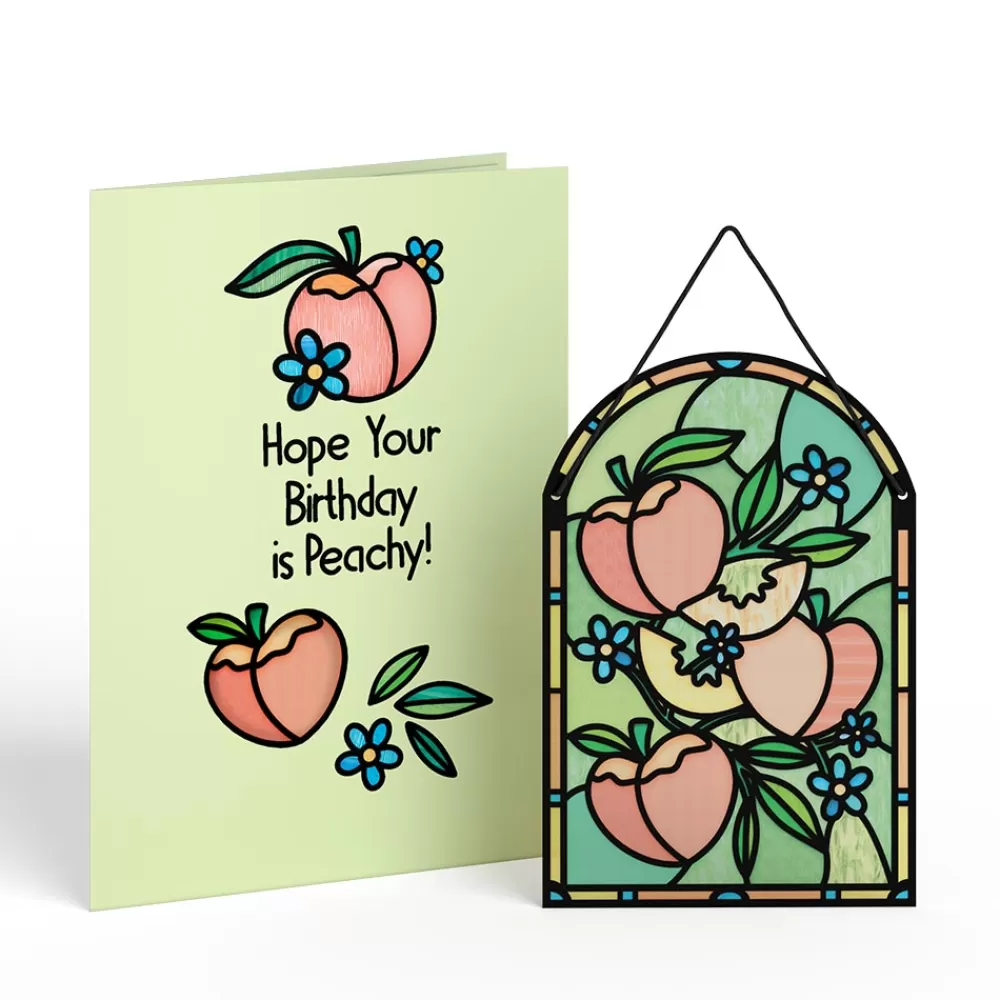 Lovepop Pop-Up Bouquets | Card & Gift Bundles | Hope Your Birthday is Peachy Suncatcher Card & Pop-Up Bouquet Bundle