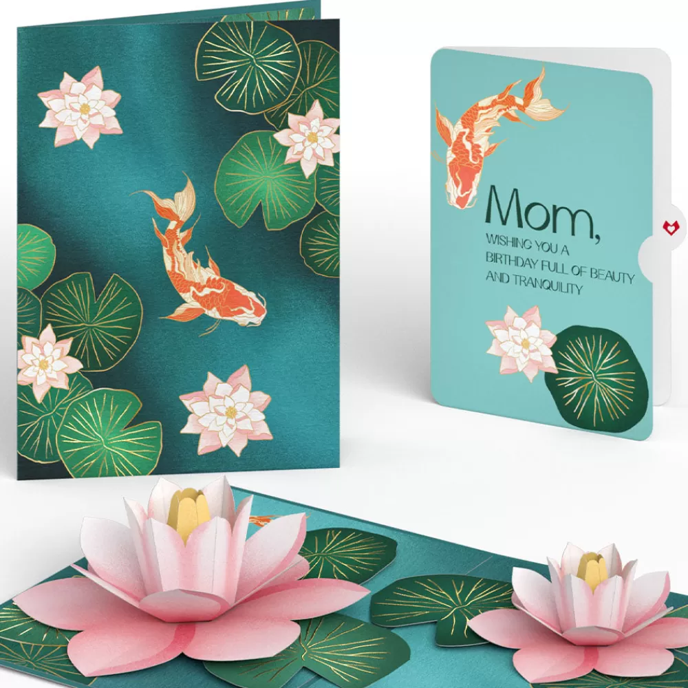 Lovepop Birthday | Mom | Koi Fish and Lotus Birthday Pop-Up Card and Sentiment Set for Mom