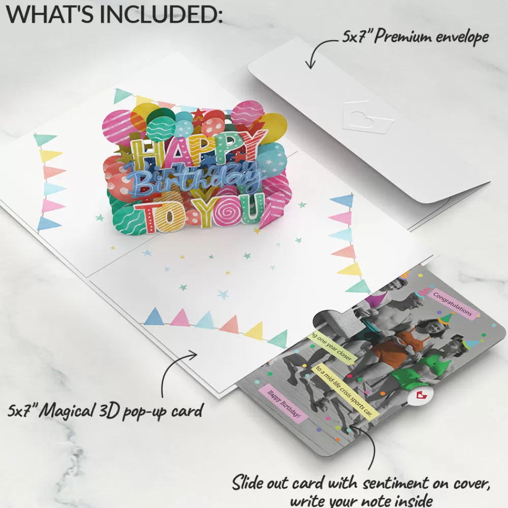 Lovepop Birthday | Let's Celebrate Birthday Pop-Up Card and A Mid-life Crisis Sports Car Sentiment Set for Any Woman