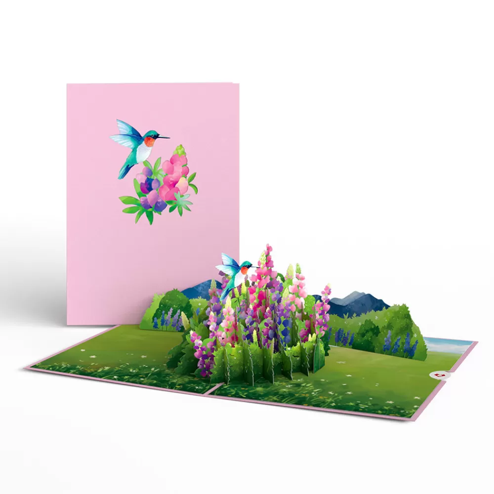 Lovepop Greeting Cards | Get Well | Lupine Hummingbird Pop-Up Card