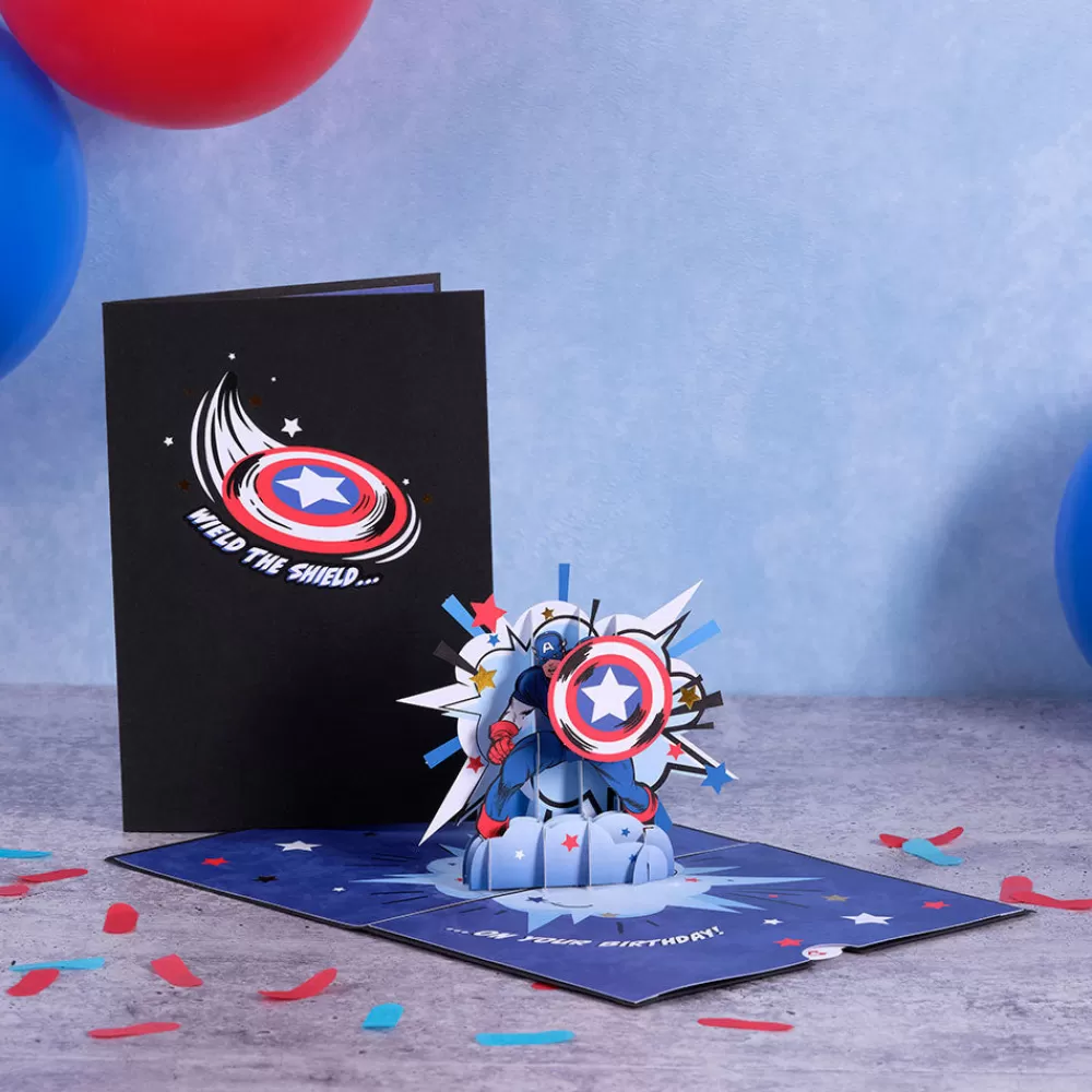 Lovepop Greeting Cards | Birthday | Marvel's Avengers Captain America Birthday Pop-Up Card