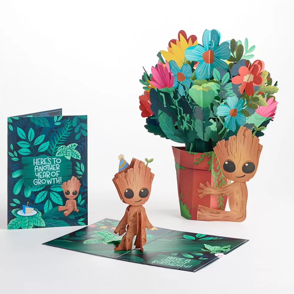 Lovepop Pop-Up Bouquets | Card & Gift Bundles | Marvel's Guardians of the Galaxy Groot Birthday Pop-Up Card & Flower Buds Bouquet Bundle