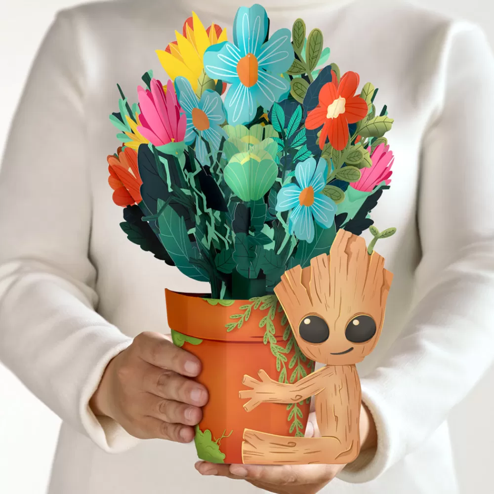 Lovepop Pop-Up Bouquets | Card & Gift Bundles | Marvel's Guardians of the Galaxy Groot Birthday Pop-Up Card & Flower Buds Bouquet Bundle