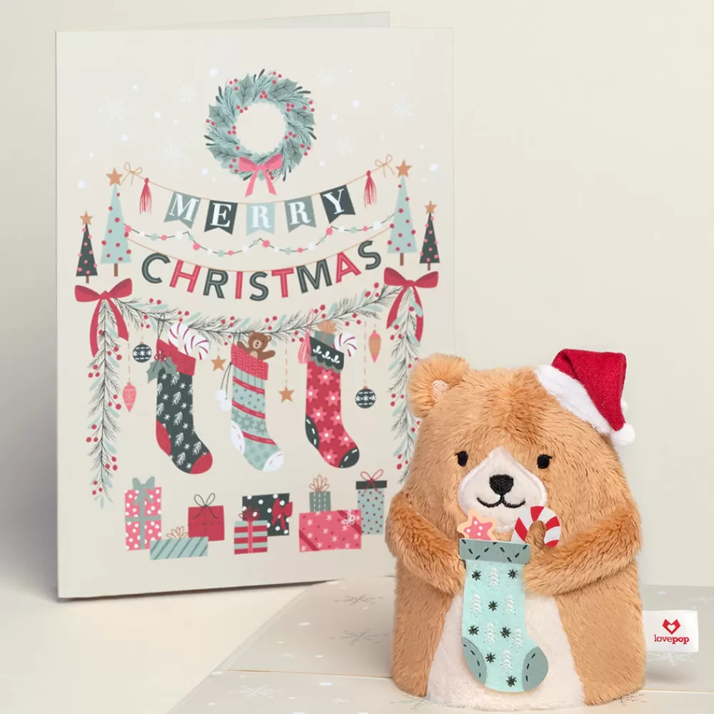 Lovepop Plushpop | Christmas 12/25 | Merry Christmas' Holiday Bear Plushpop Card