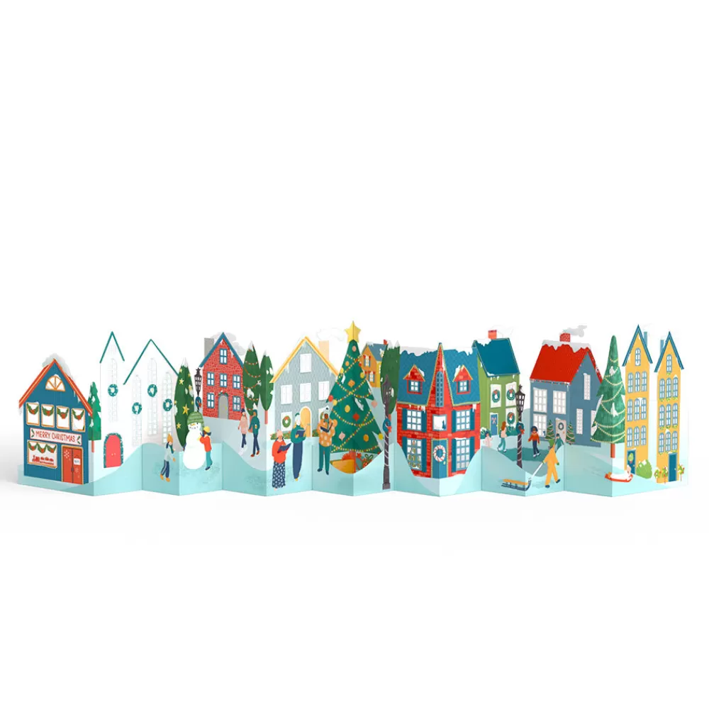 Lovepop Christmas 12/25 | Merry Christmas Village Loooooong Card™ (Expands to 2 feet)