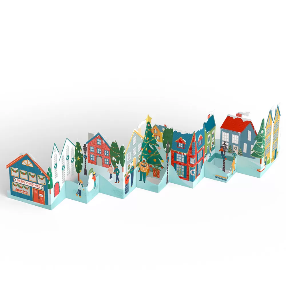 Lovepop Christmas 12/25 | Merry Christmas Village Loooooong Card™ (Expands to 2 feet)