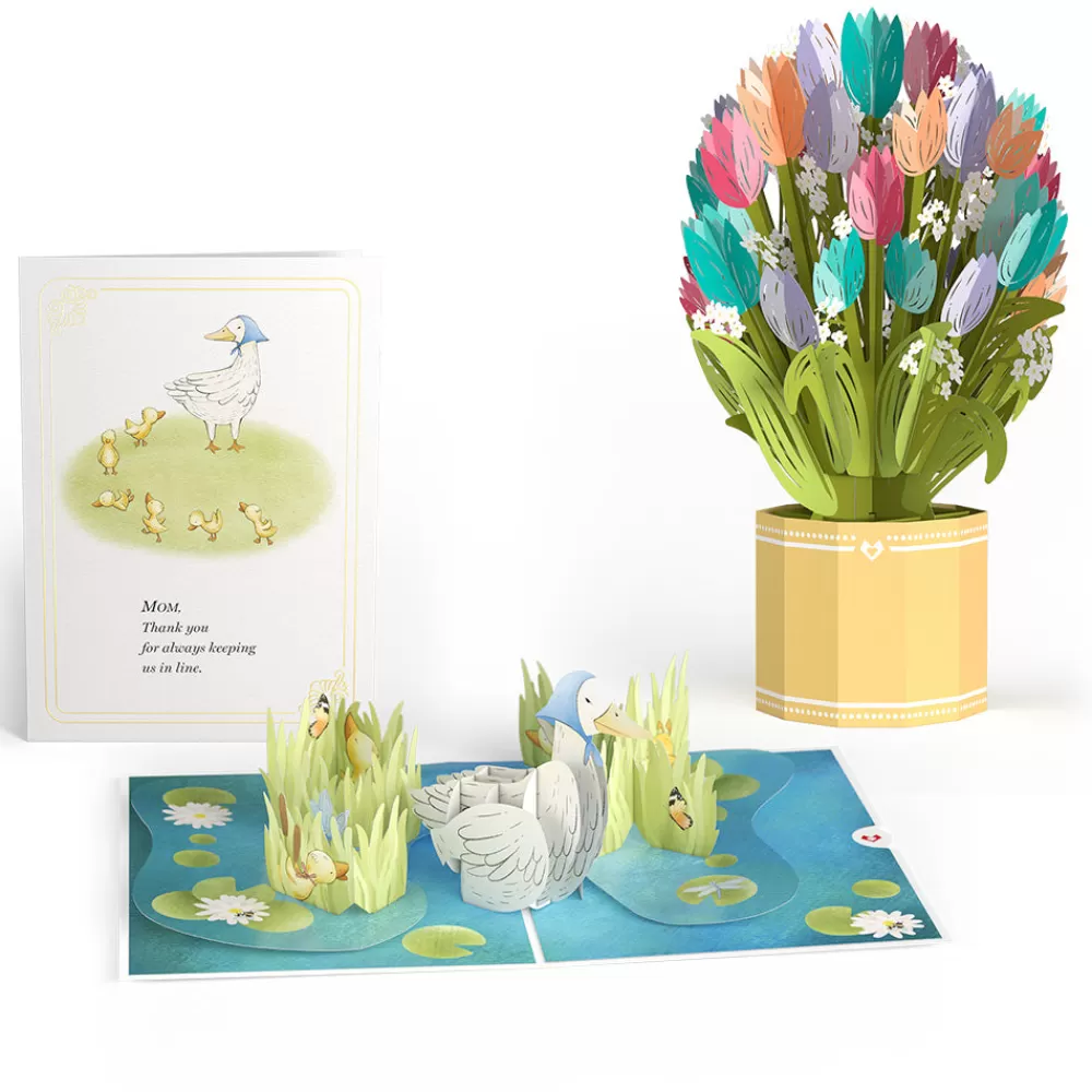 Lovepop Pop-Up Bouquets | Card & Gift Bundles | Mom Duck and Ducklings Tulip Bundle