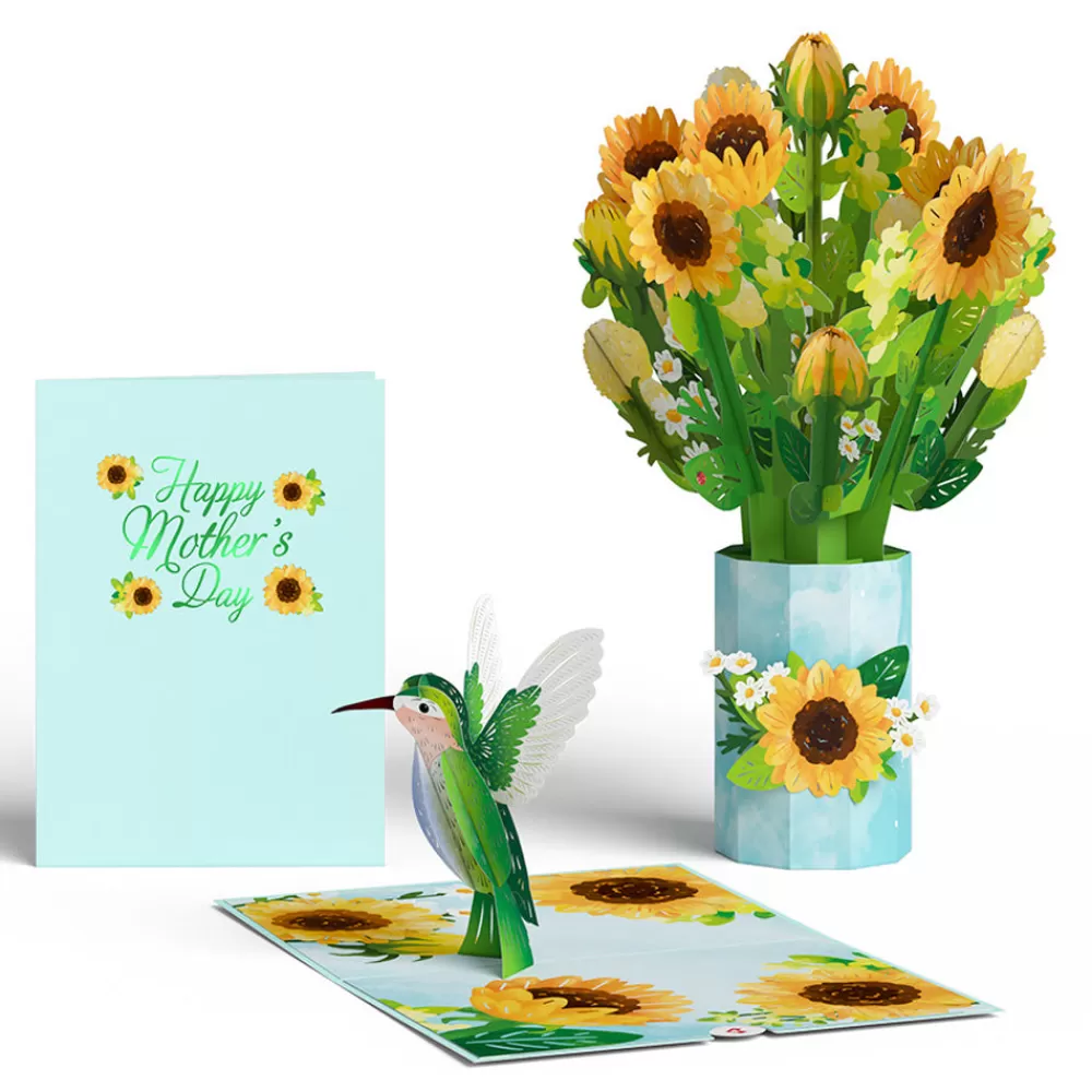 Lovepop Pop-Up Bouquets | Card & Gift Bundles | Mother's Day Sunflower Hummingbird Pop-Up Card & Bouquet Bundle