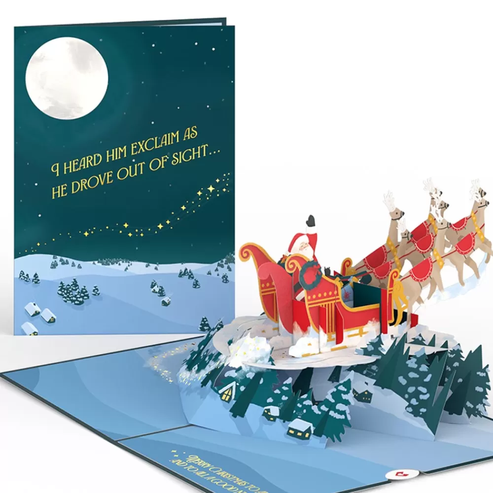 Lovepop Greeting Cards | Christmas 12/25 | Night Sky Santa Sleigh Pop-Up Card