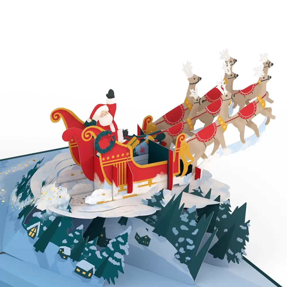 Lovepop Greeting Cards | Christmas 12/25 | Night Sky Santa Sleigh Pop-Up Card